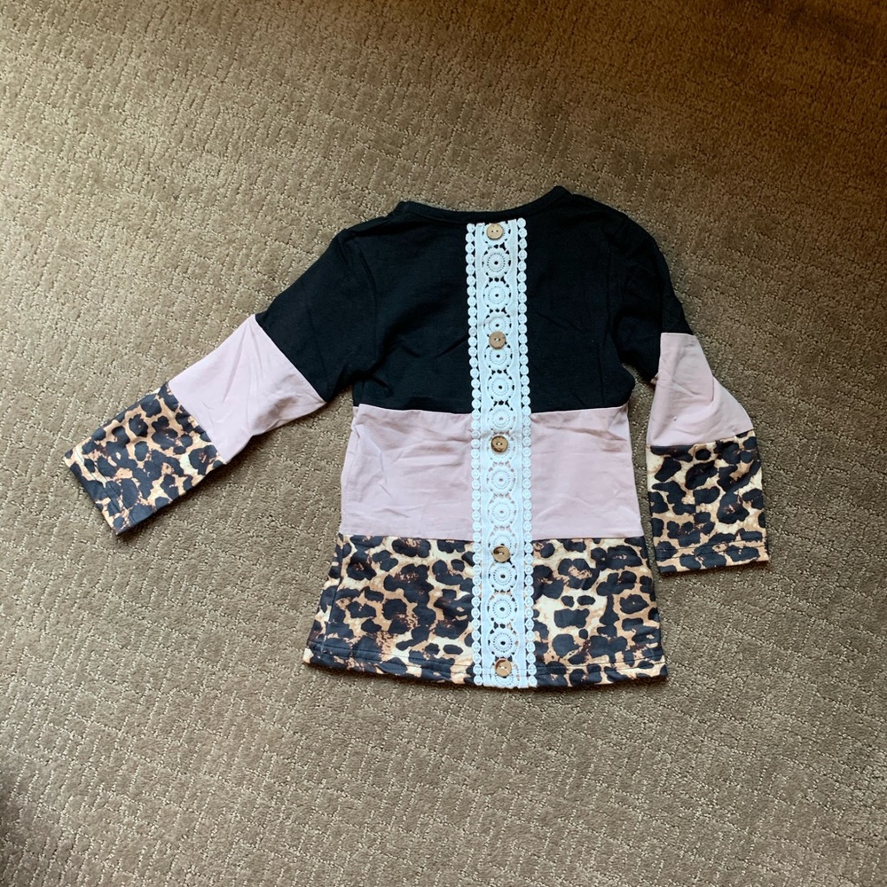 Girls Leopard Color Block Top